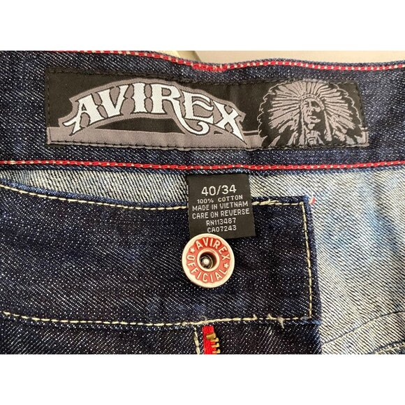 VTG Avirex Jeans Men 40x34 Blue Denim Embroidered Loose Baggy Y2K Hip Hop Skater - Picture 8 of 12